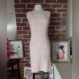 Vintage Sequin Pink and White Sleeveless Lined Women's Dress
